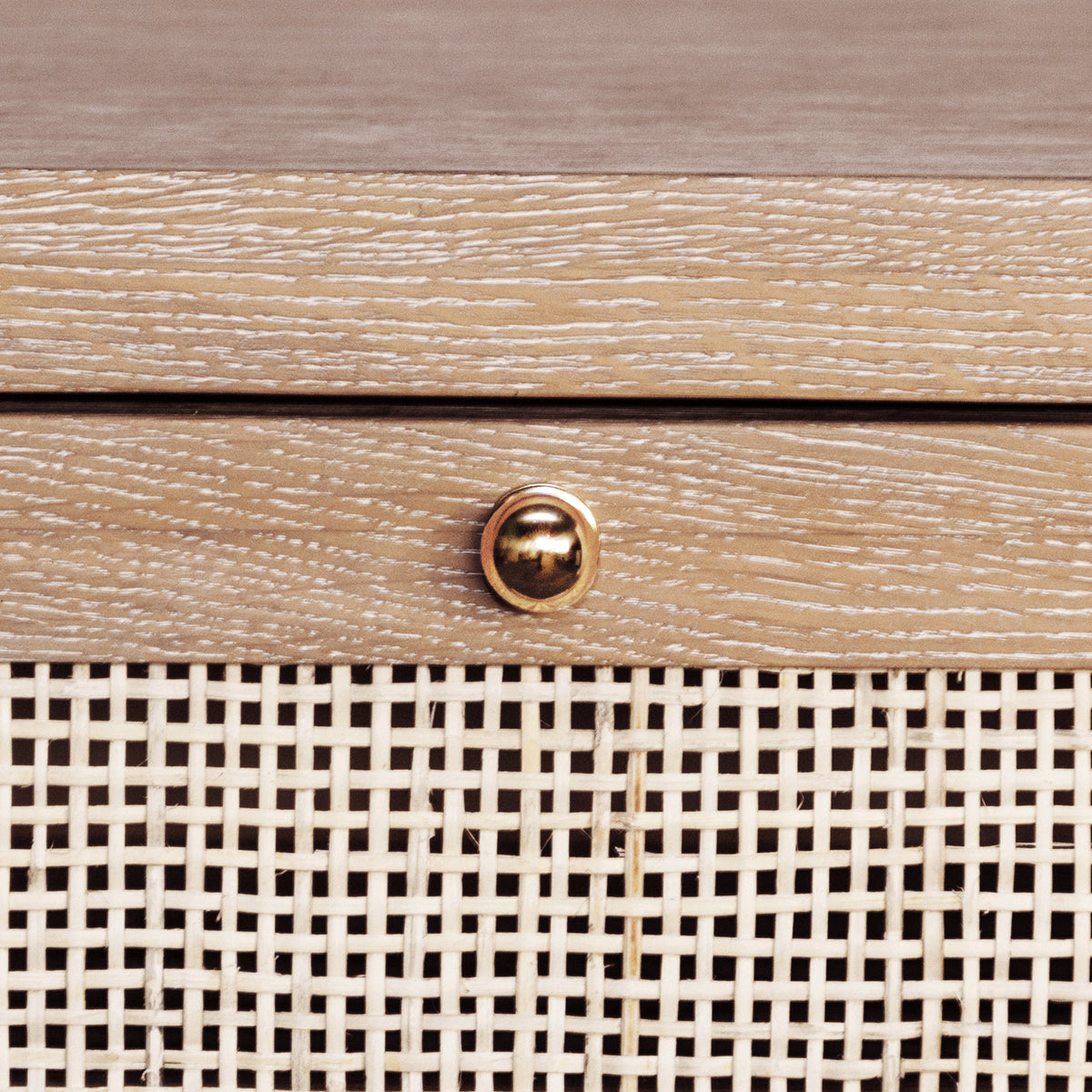 Ruth Cerused Oak One Door Cabinet with Cane Front by Worlds Away at Fig Linens and Home - Detail