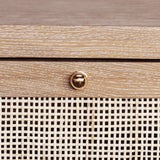 Ruth Cerused Oak One Door Cabinet with Cane Front by Worlds Away at Fig Linens and Home - Detail