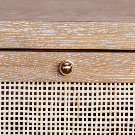 Ruth Cerused Oak One Door Cabinet with Cane Front by Worlds Away at Fig Linens and Home - Detail