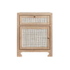 Ruth Cerused Oak One Door Cabinet with Cane Front by Worlds Away at Fig Linens and Home