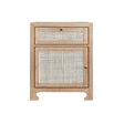 Ruth Cerused Oak One Door Cabinet with Cane Front by Worlds Away at Fig Linens and Home