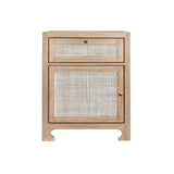 Ruth Cerused Oak One Door Cabinet with Cane Front by Worlds Away at Fig Linens and Home