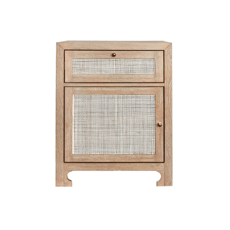 Ruth Cerused Oak One Door Cabinet with Cane Front by Worlds Away at Fig Linens and Home