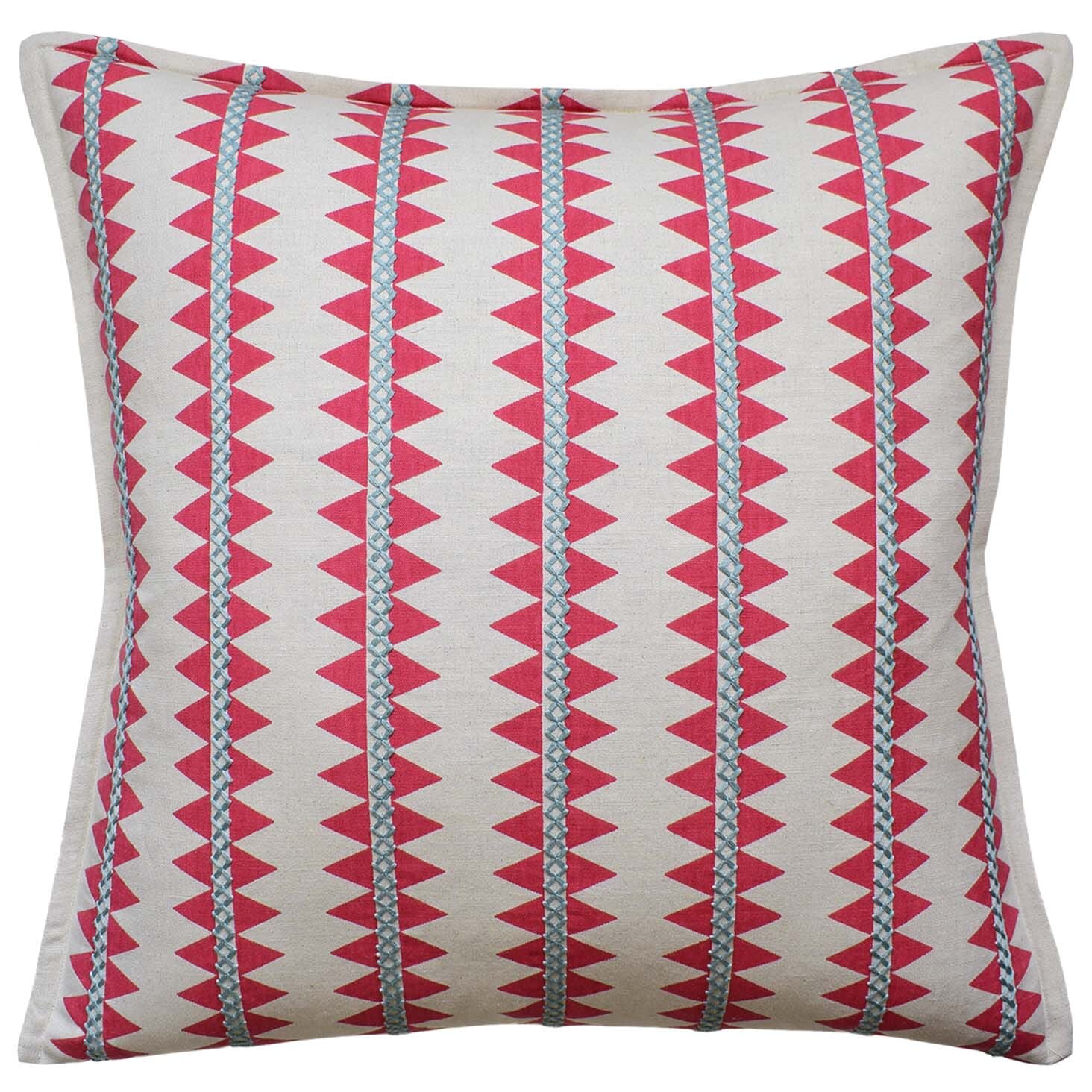 Reno Stripe Embroidery Coral - Throw Pillow by Ryan Studio