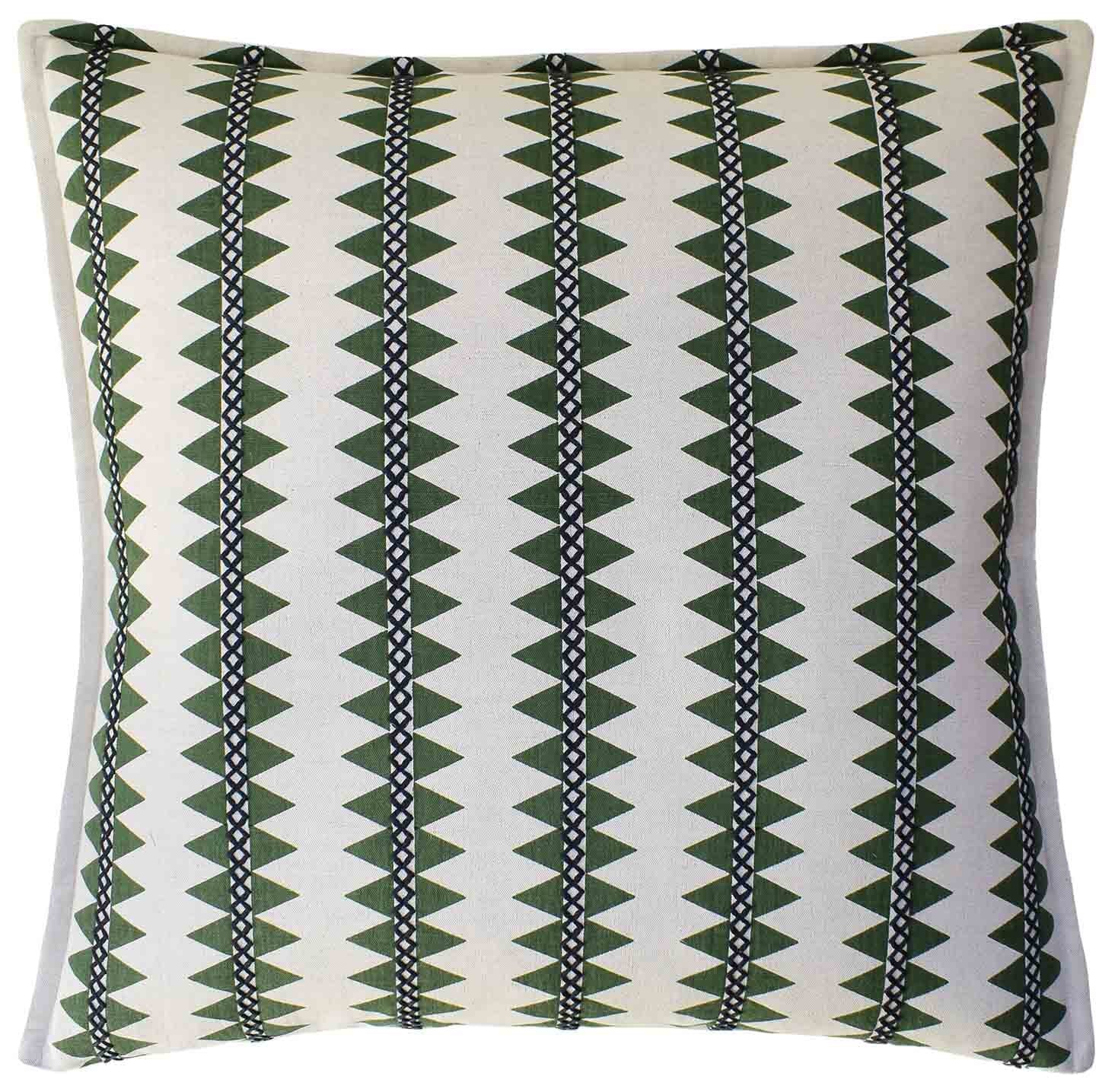 Reno Stripe Embroidery Green - Throw Pillow by Ryan Studio