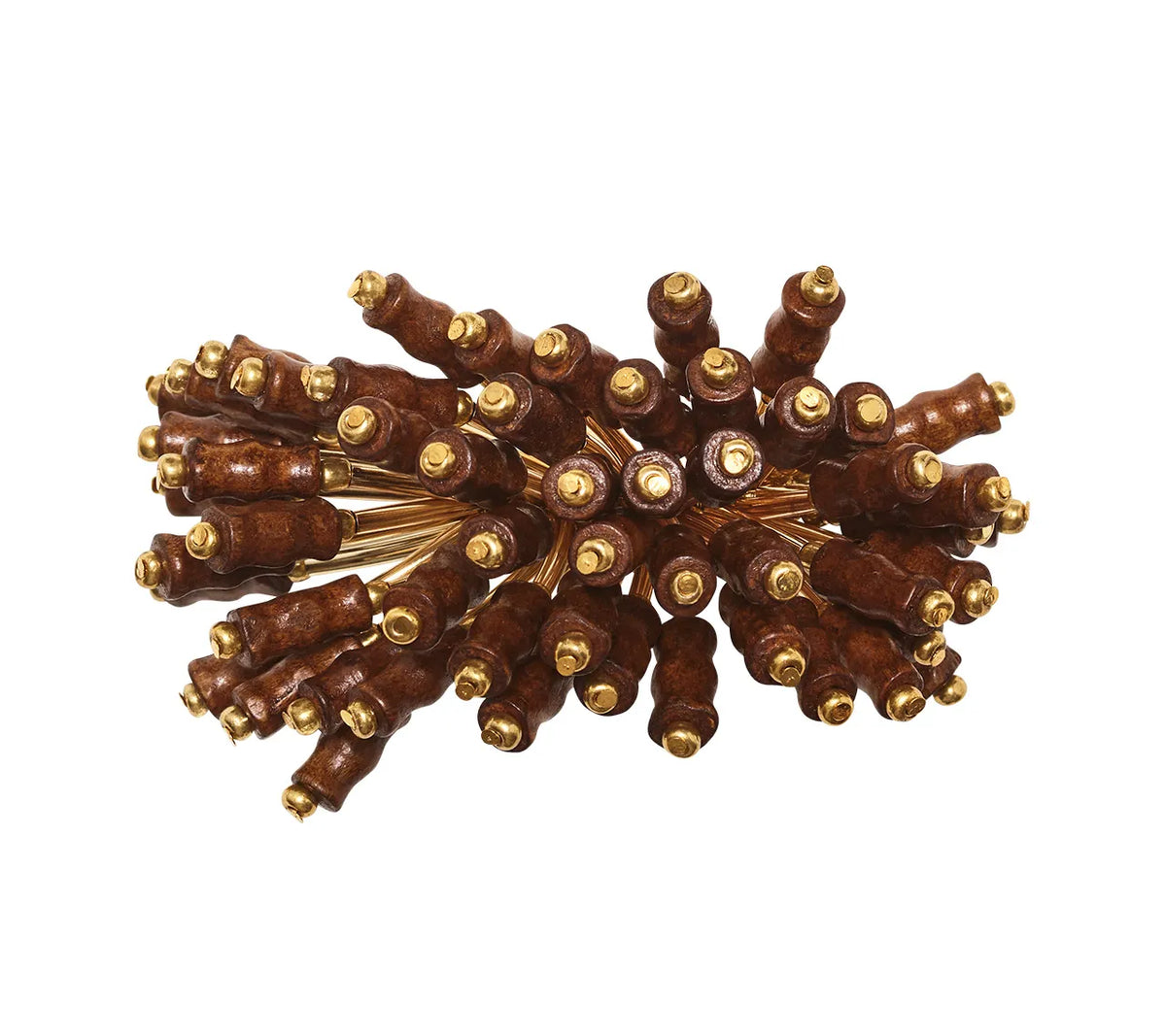 Royal Palm Napkin Ring in Brown & Gold Set of 4 by Kim Seybert at Fig Linens and Home - Top View