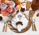 Royal Palm Napkin in White & Brown Set of 4 by Kim Seybert - Lifestyle View 3 at Fig Linens and Home
