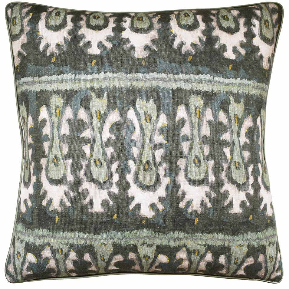 Batik Tribal Hunter Jade Green Throw Pillow -  Ryan Studio made from S. Harris Fabricut Yardage