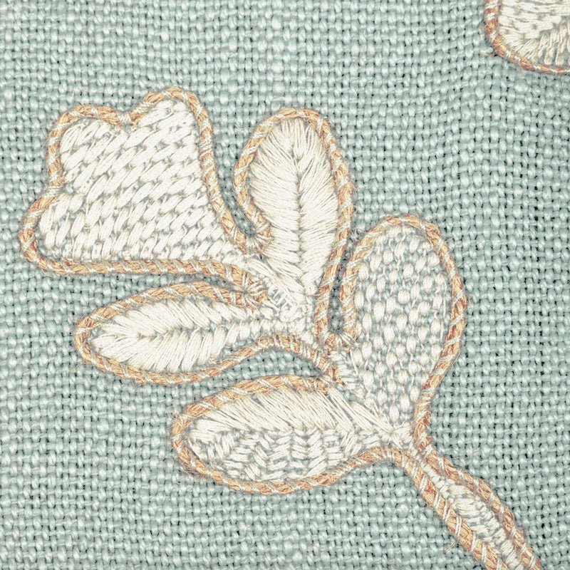 Embroidery View - Ryan Studio in Kravet Fabric Barbara Barry Ojai Ginger Flower Celeste Throw Pillow