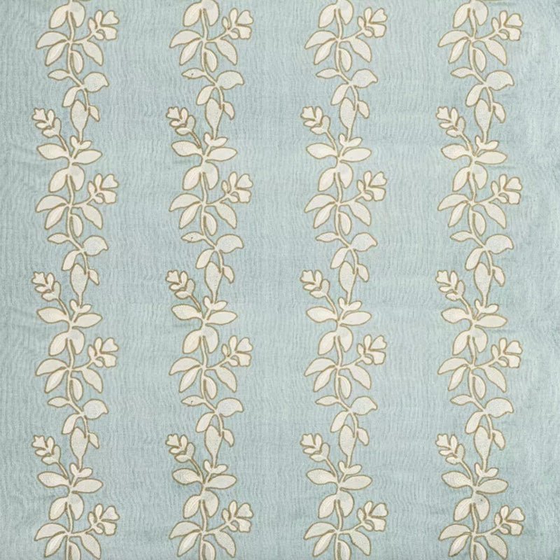 Vertical Repeat of Barbara Barry Ojai Ginger Flower Celeste Fabric used for Pillows