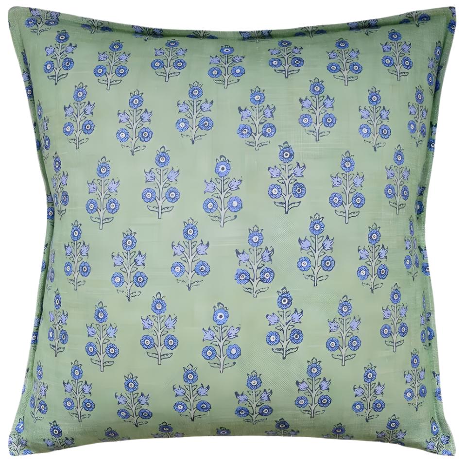 Poppy Sprig Green & Blue Pillow | Ryan Studio GP&J Baker Fabric
