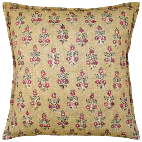 Poppy Sprig Ochre Yellow Decorative Pillow by Ryan Studio at Fig Linens and Home