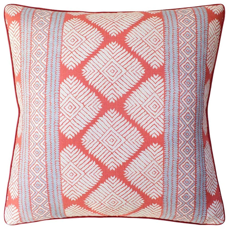 Austin Coral and Spa Blue Decorative Pillow - Ryan Studio Throw Pillow made from Thibaut Fabric