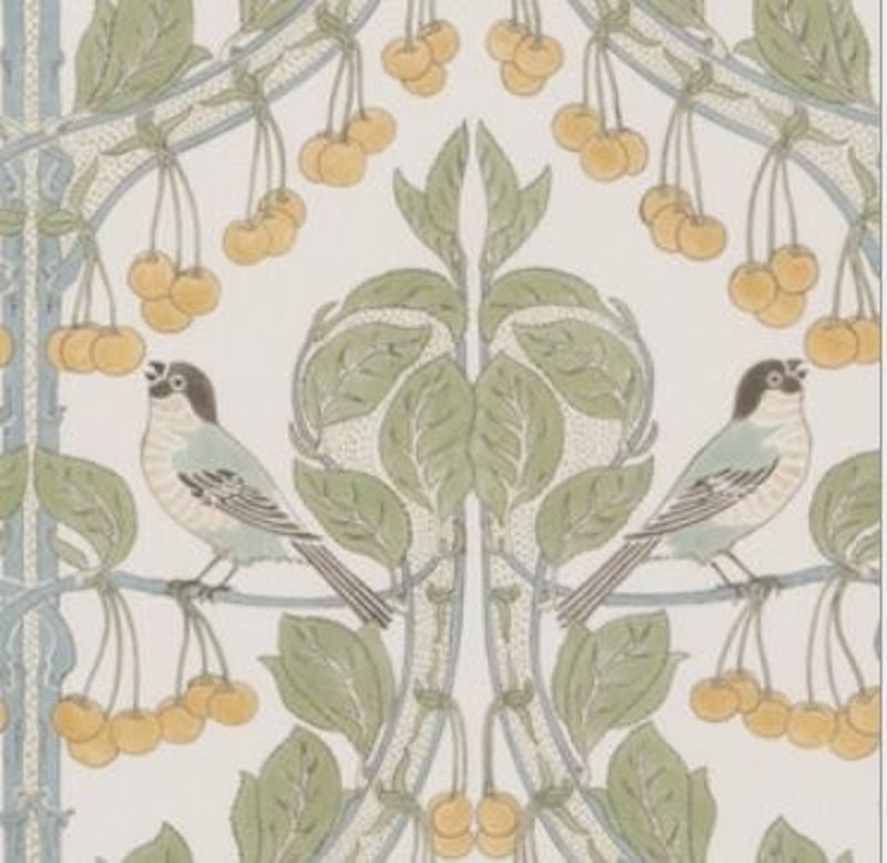 Ryan Studio Throw Pillow - Birds & Cherries Aqua Decorative Pillow