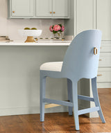 Sadie Light Blue Counter Stool by Worlds Away at Fig Linens and Home - Lifestyle at Kitchen Bar 1