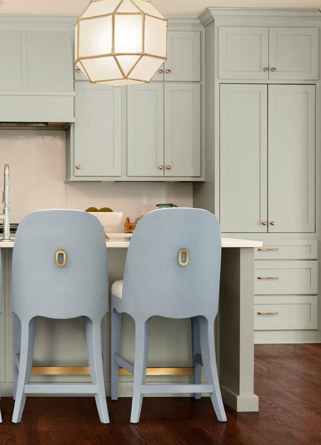Sadie Light Blue Counter Stool by Worlds Away at Fig Linens and Home - Lifestyle at Kitchen Bar 2