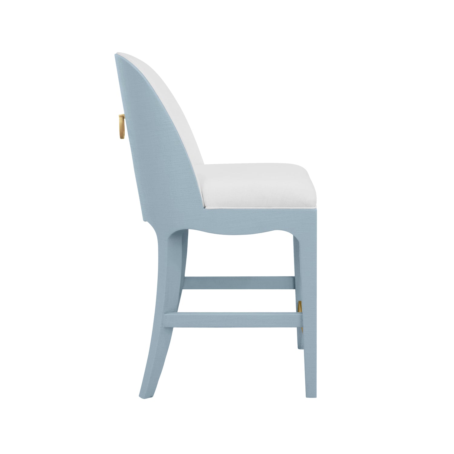 Sadie Light Blue Counter Stool by Worlds Away at Fig Linens and Home - Side View