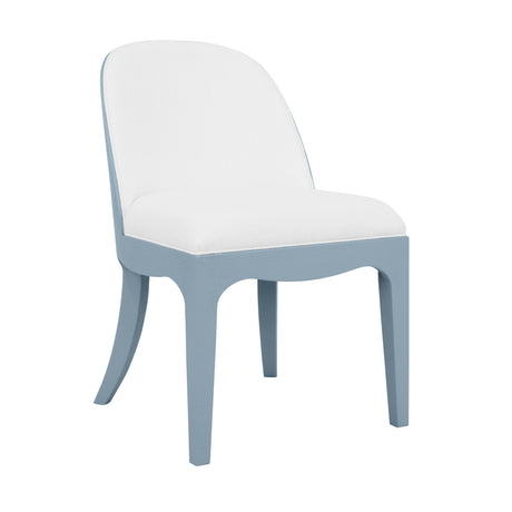Sadie Light Blue Dining Chair by Worlds Away | Blue Finish Chair with Performance Linen Upholstery 2