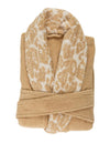 Bathrobe - Abyss Habidecor Sauvage Sand 714 Unisex Terrycloth Robe with Leopard Collar - Fig Linens