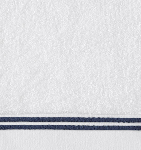 Aura Nuova White and Navy Bath Sheet 40X70 | Sferra at Fig Linens and Home