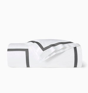 Duvet Cover - Sferra Estate Bedding in White and Charcoal at Fig Linens and Home