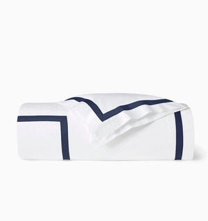 Duvet Cover - Sferra Estate Bedding in White and Navy Blue at Fig Linens and Home
