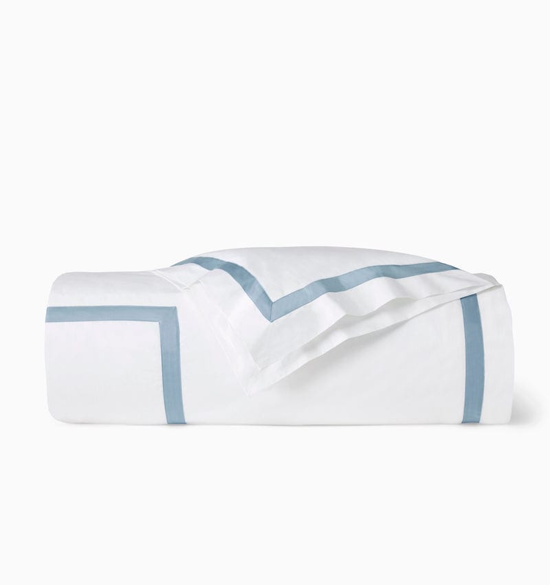 Duvet Cover - Sferra Estate Bedding in White and Sea Blue at Fig Linens and Home