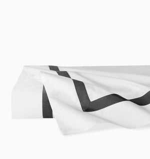 Flat Sheet - Sferra Estate Bedding in White and Charcoal at Fig Linens and Home