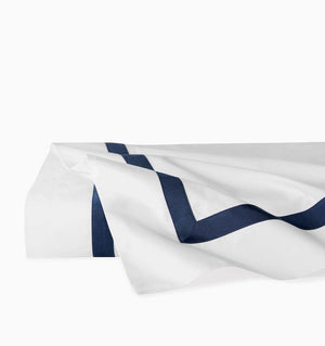 Flat Sheet - Sferra Estate Bedding in White and Navy Blue at Fig Linens and Home