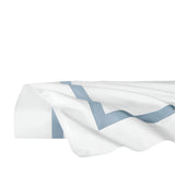 Flat Sheet - Sferra Estate Bedding in White and Sea Blue at Fig Linens and Home