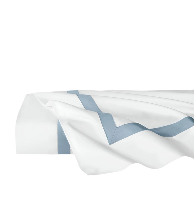 Flat Sheet - Sferra Estate Bedding in White and Sea Blue at Fig Linens and Home