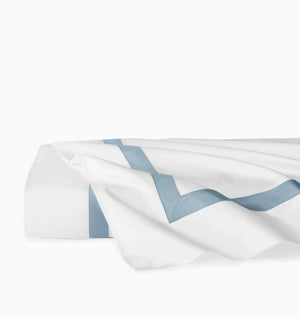 Flat Sheet - Sferra Estate Bedding in White and Sea Blue at Fig Linens and Home