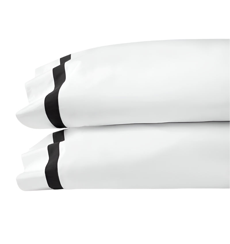 Pillowcases - Sferra Estate Bedding in White and Black at Fig Linens and Home