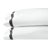 Pillowcases - Sferra Estate Bedding in White and Charcoal at Fig Linens and Home