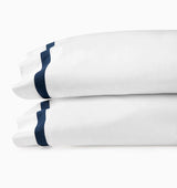 Pillowcases - Sferra Estate Bedding in White and Navy Blue at Fig Linens and Home