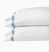 Pillowcases - Sferra Estate Bedding in White and Sea Blue at Fig Linens and Home
