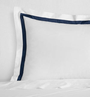 Pillow Sham - Sferra Estate Bedding in White and Navy Blue at Fig Linens and Home