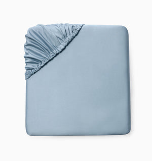 Fitted Sheet - Fiona Sea Blue Cotton Sateen Bedding Collection by Sferra Linens