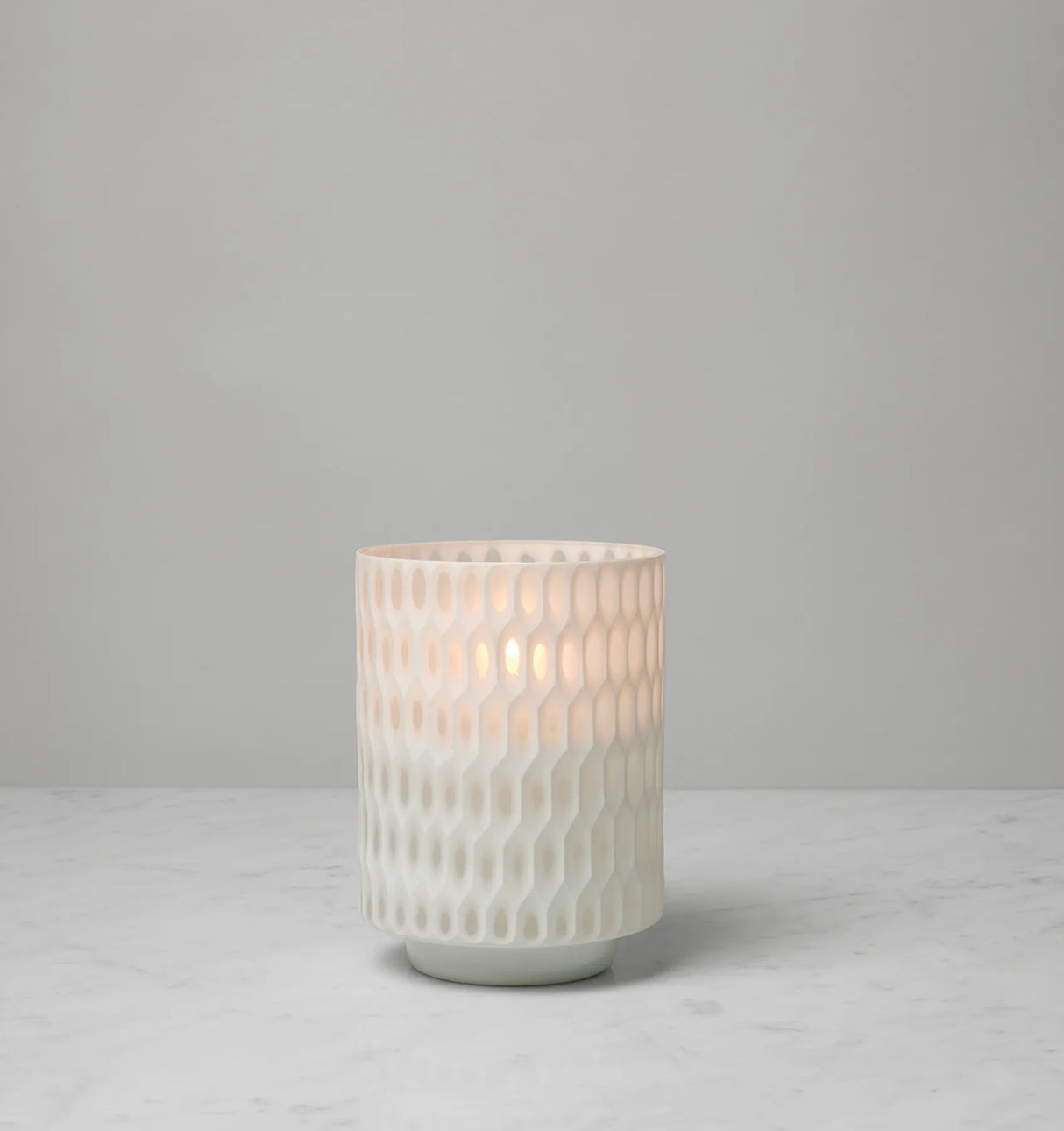 Alveare Hurricane Candle Holder by Sferra Linens in White at Fig Linens and Home - 4