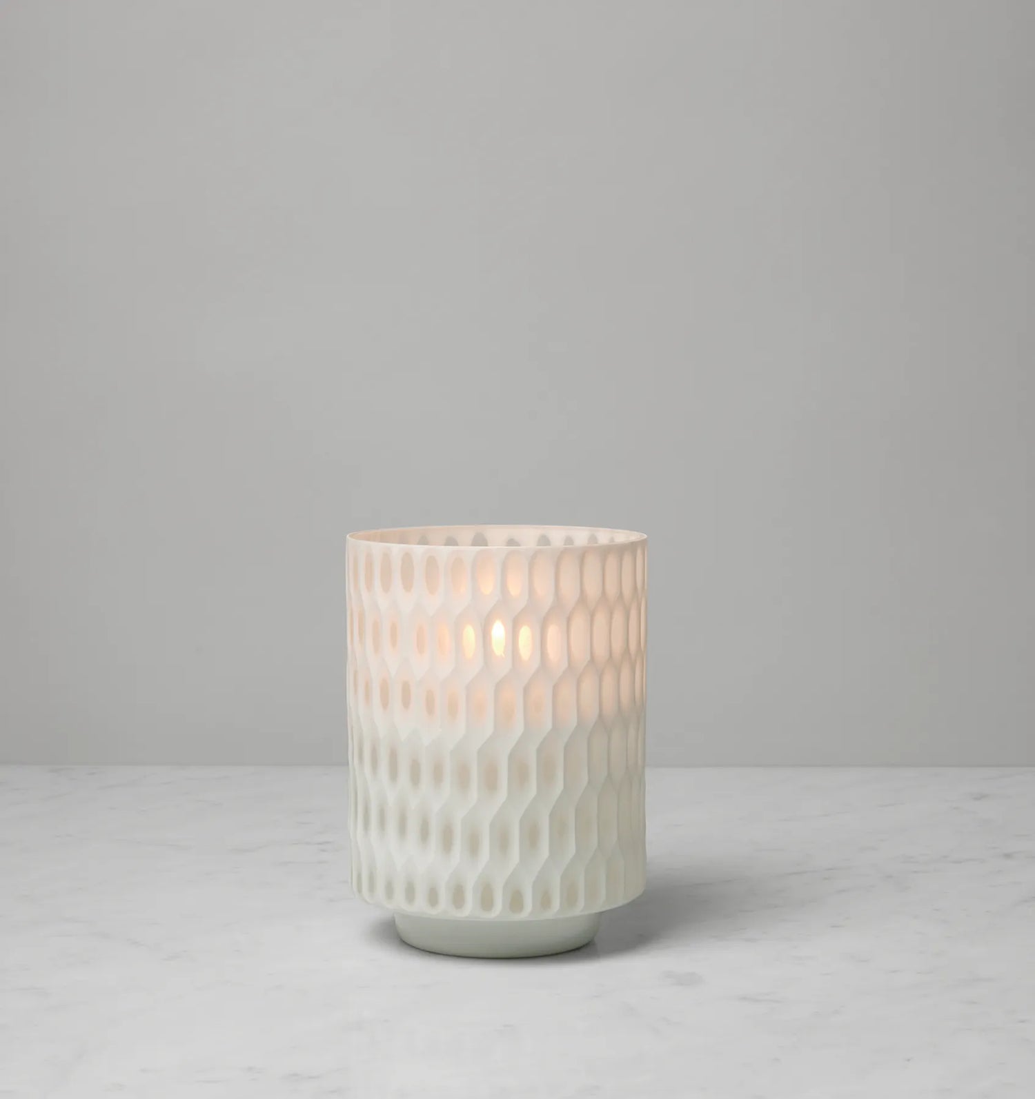 Alveare Hurricane Candle Holder by Sferra Linens in White at Fig Linens and Home - 4