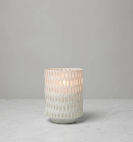 Alveare Hurricane Candle Holder by Sferra Linens in White at Fig Linens and Home - 4