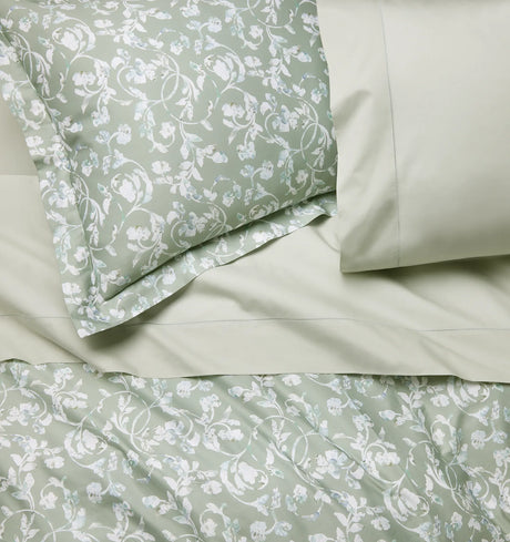 Fronda Duvet Cover by Sferra Linens in Sage at Fig Linens and Home - 5