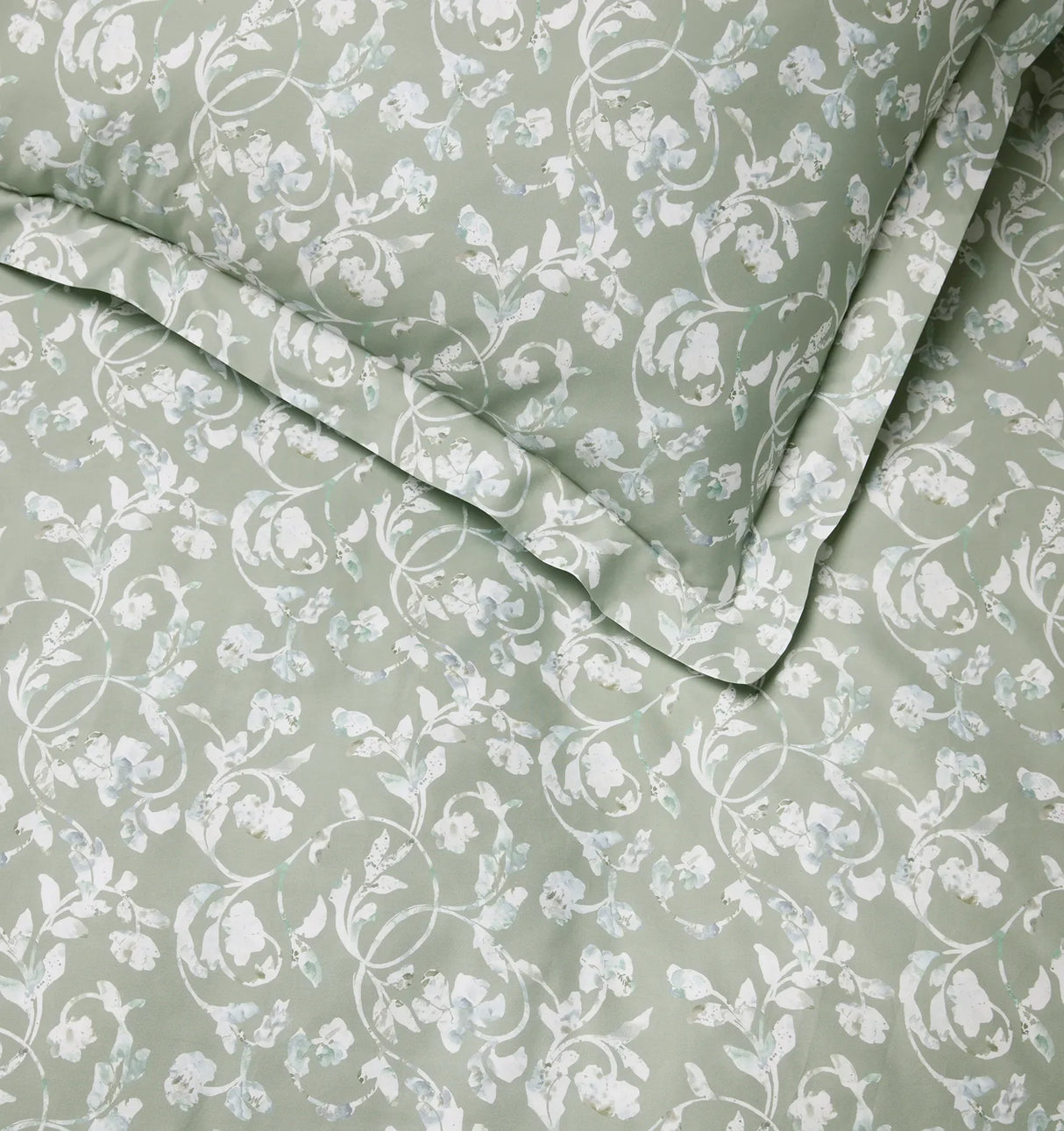 Fronda Duvet Cover by Sferra Linens in Sage at Fig Linens and Home - 4