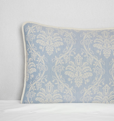 Isabella Jacquard Sham by Sferra x Scalamandre in Ivory/Sea at Fig Linens and Home - 1