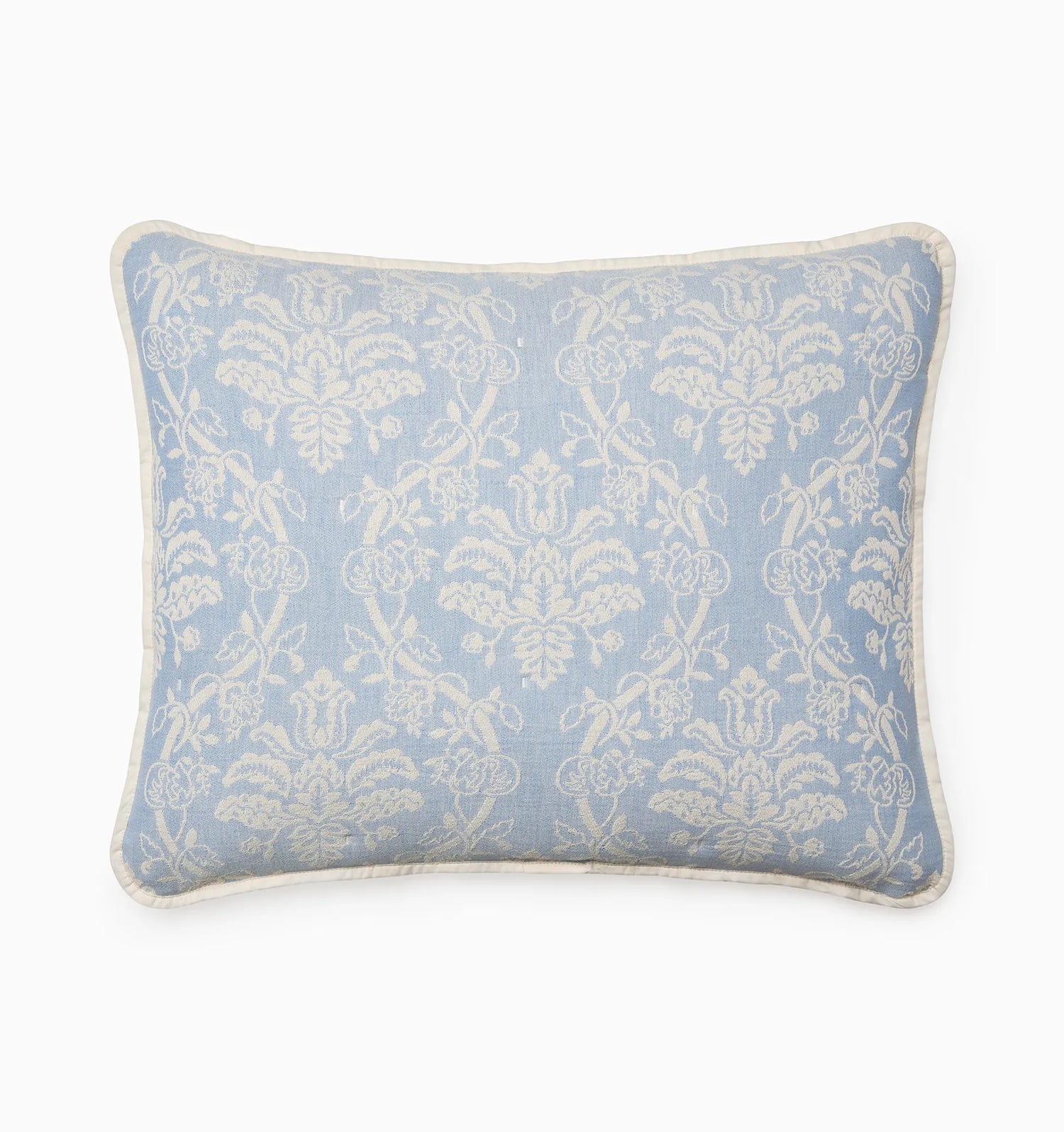 Isabella Jacquard Sham by Sferra x Scalamandre in Ivory/Sea at Fig Linens and Home - 3