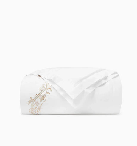 Isabella Embroidered Duvet Cover by Sferra x Scalamandre in White/Sand at Fig Linens and Home - 2