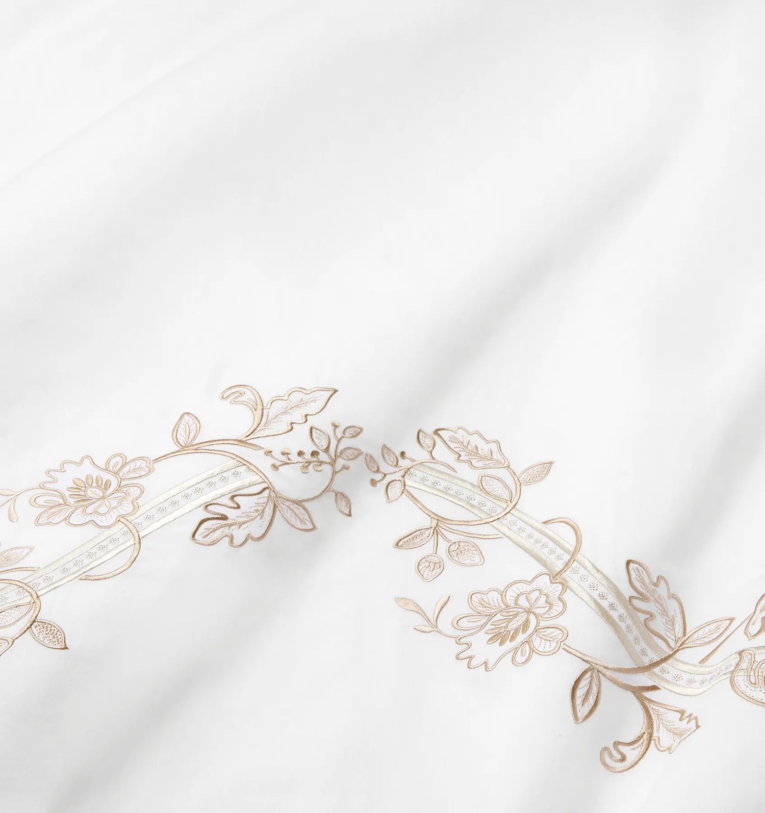 Isabella Pillowcases by Sferra x Scalamandre in White/Sand at Fig Linens and Home - 2