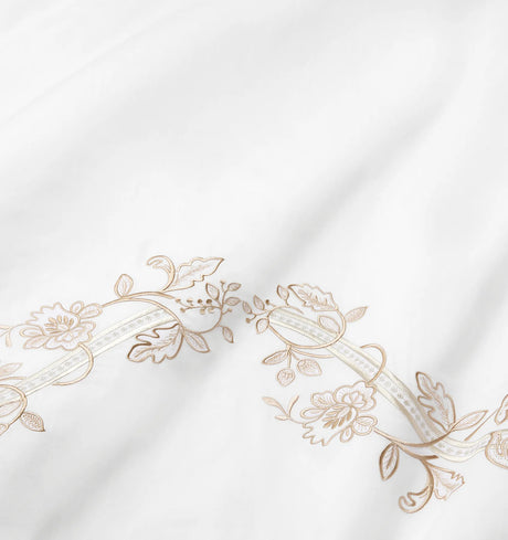 Isabella Embroidered Sham by Sferra x Scalamandre in White/Sand at Fig Linens and Home - 4