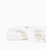 Isabella Embroidered Flat Sheet by Sferra x Scalamandre in White/Sand at Fig Linens and Home - 3