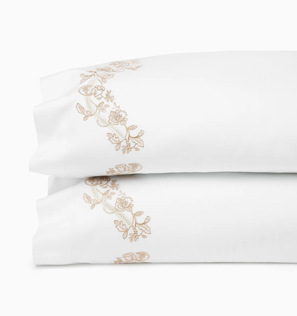 Isabella Pillowcases by Sferra x Scalamandre in White/Sand at Fig Linens and Home - 1